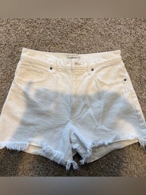 Abercrombie & Fitch White Denim Frayed Hem Shorts